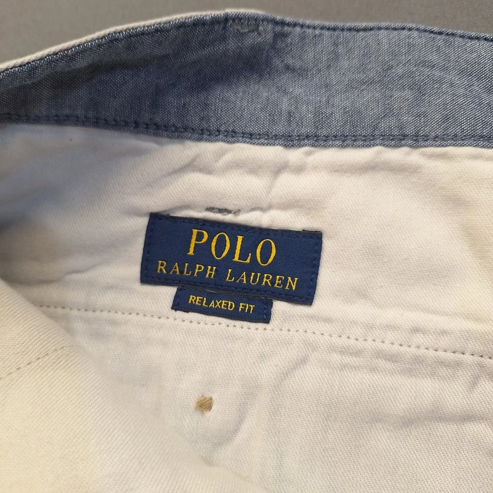 Polo Ralph Lauren Relaxed Fit Chino Shorts Mens 35 Light Grey Cotton Twill 0991‎